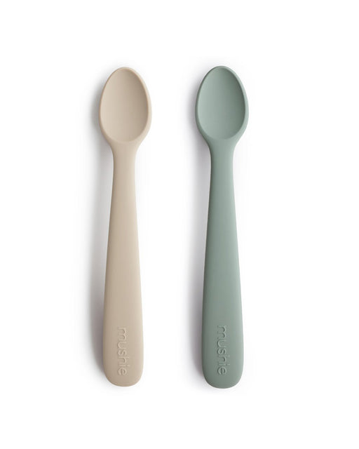Silicone Feeding Spoons – Cambridge Blue + Shifting Sand