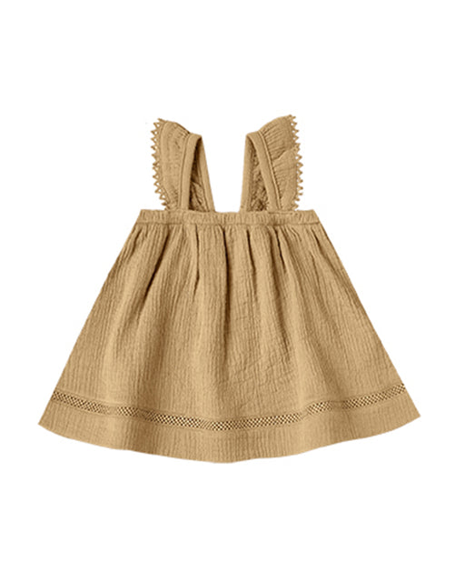 Woven Ruffle Dress – Gold