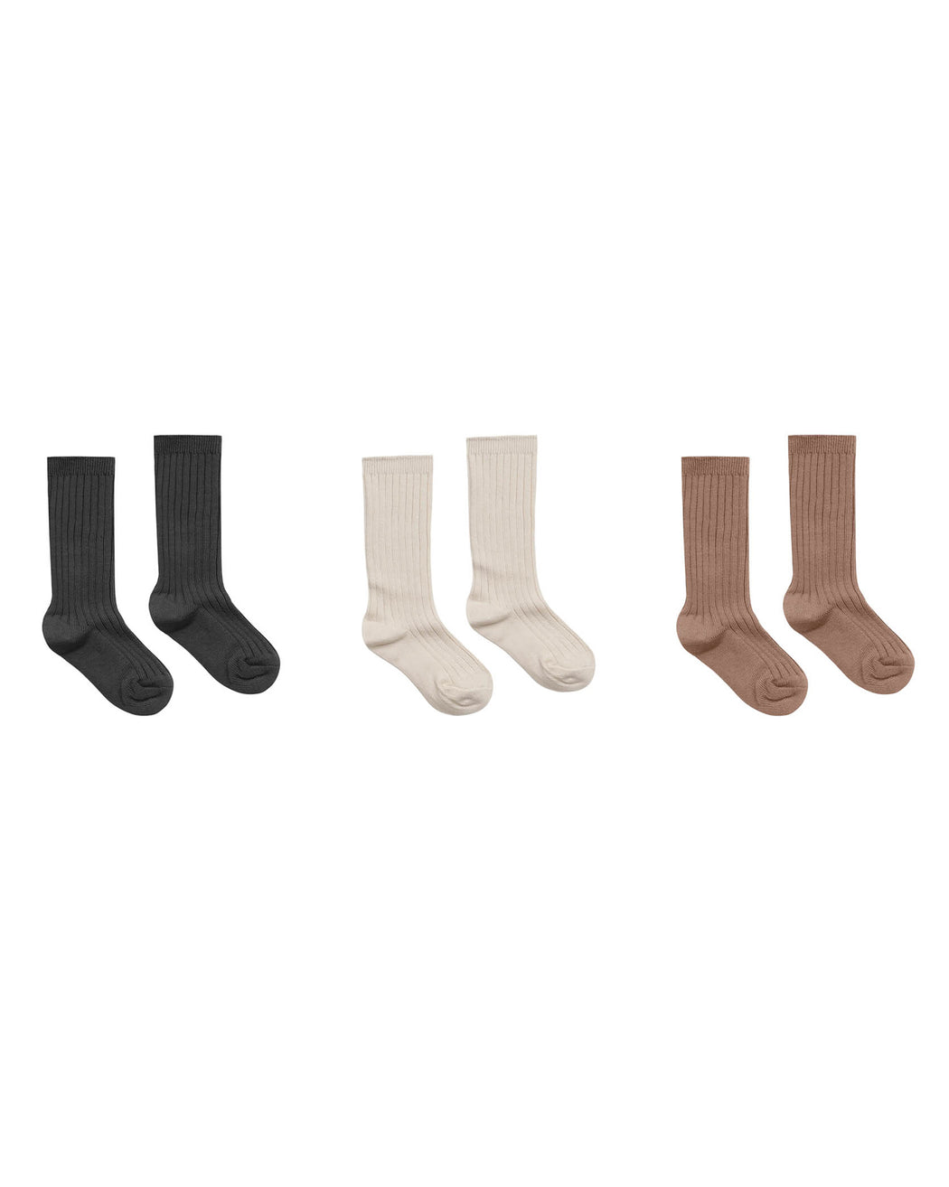 Solid Ribbed Socks – Set of Three