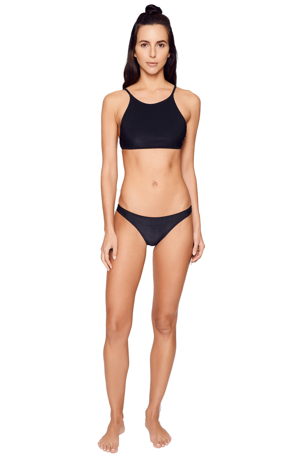 Static Swimwear:vine swim top,black rib / large | FINAL SALE