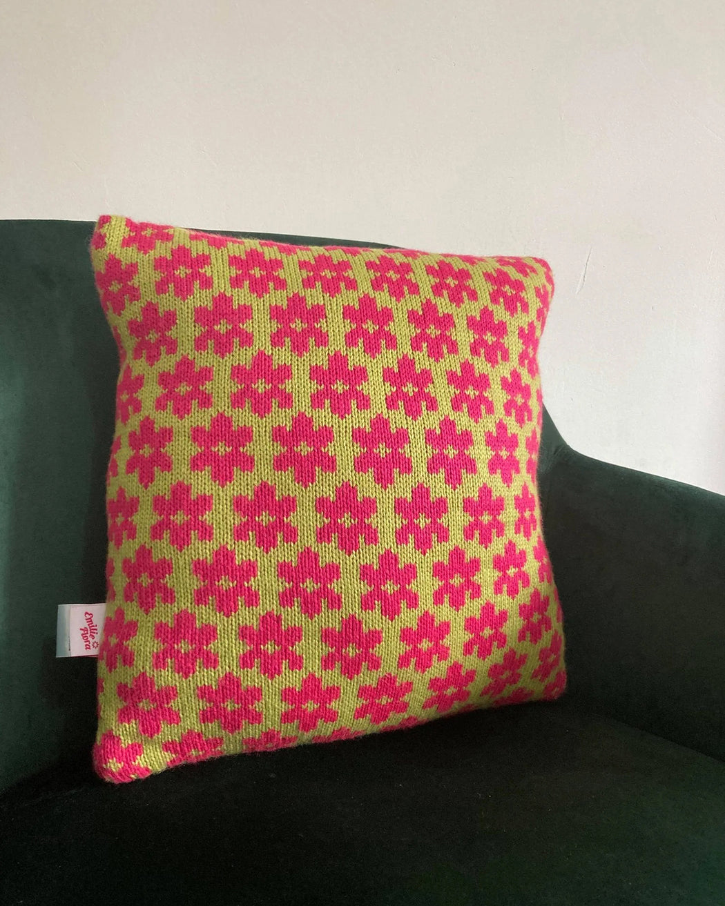 Blossom Cushion – Lime & Hot Pink