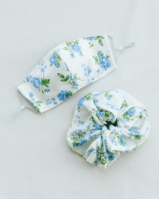 Scrunchie + Mask Set – Blue Floral