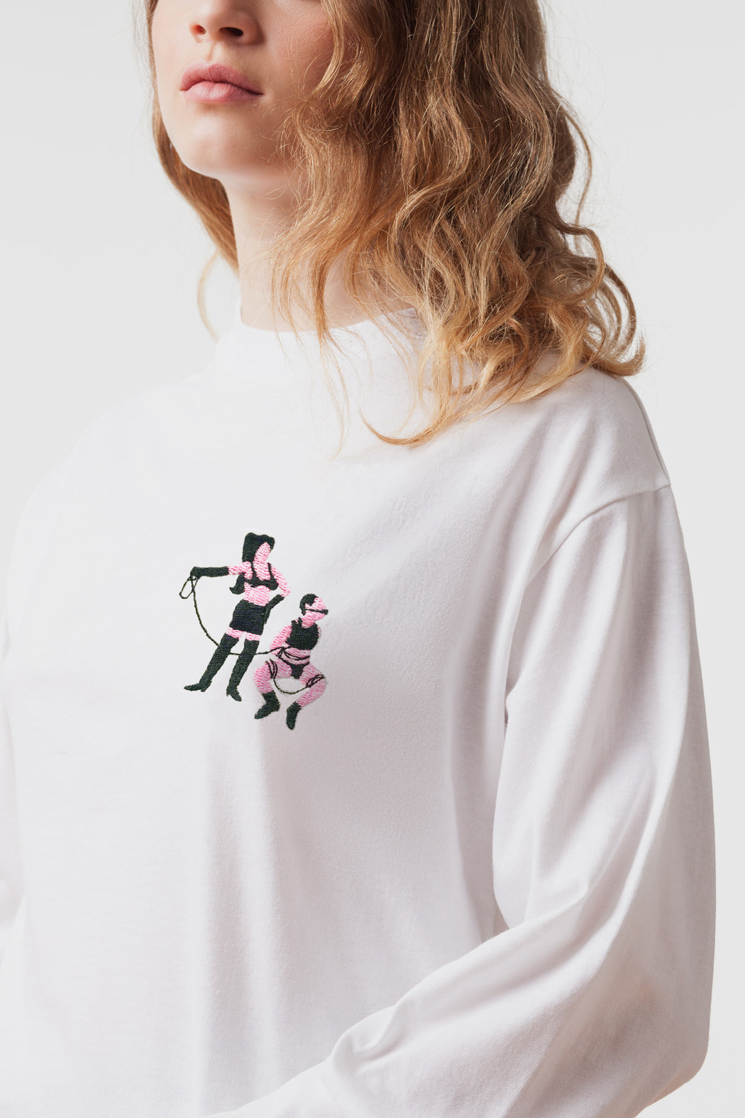 Carne Bollente:Tie Me If You Can – Embroidered Long Sleeve T-Shirt,ANOMIE