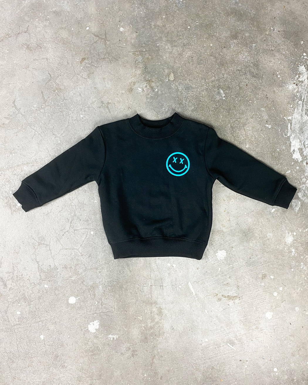 Smiley Sweatshirt – Black + Blue