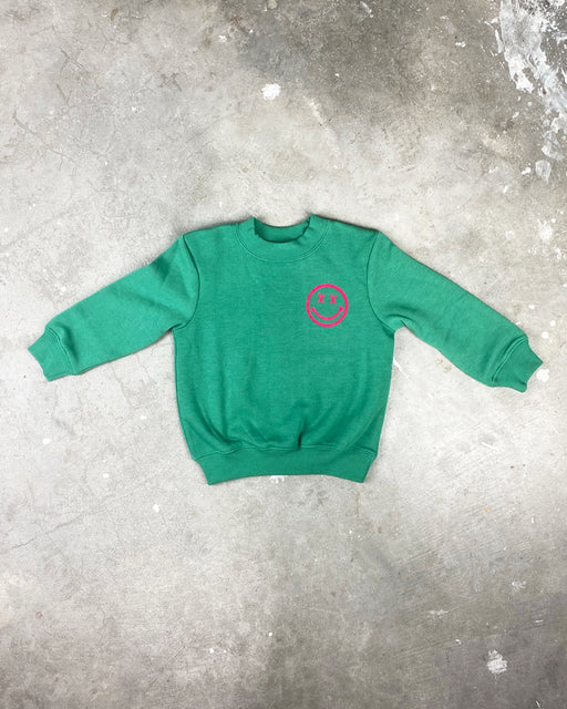 Smiley Sweatshirt – Green + Pink