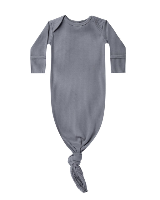 Ribbed Knotted Baby Gown – Washed Indigo