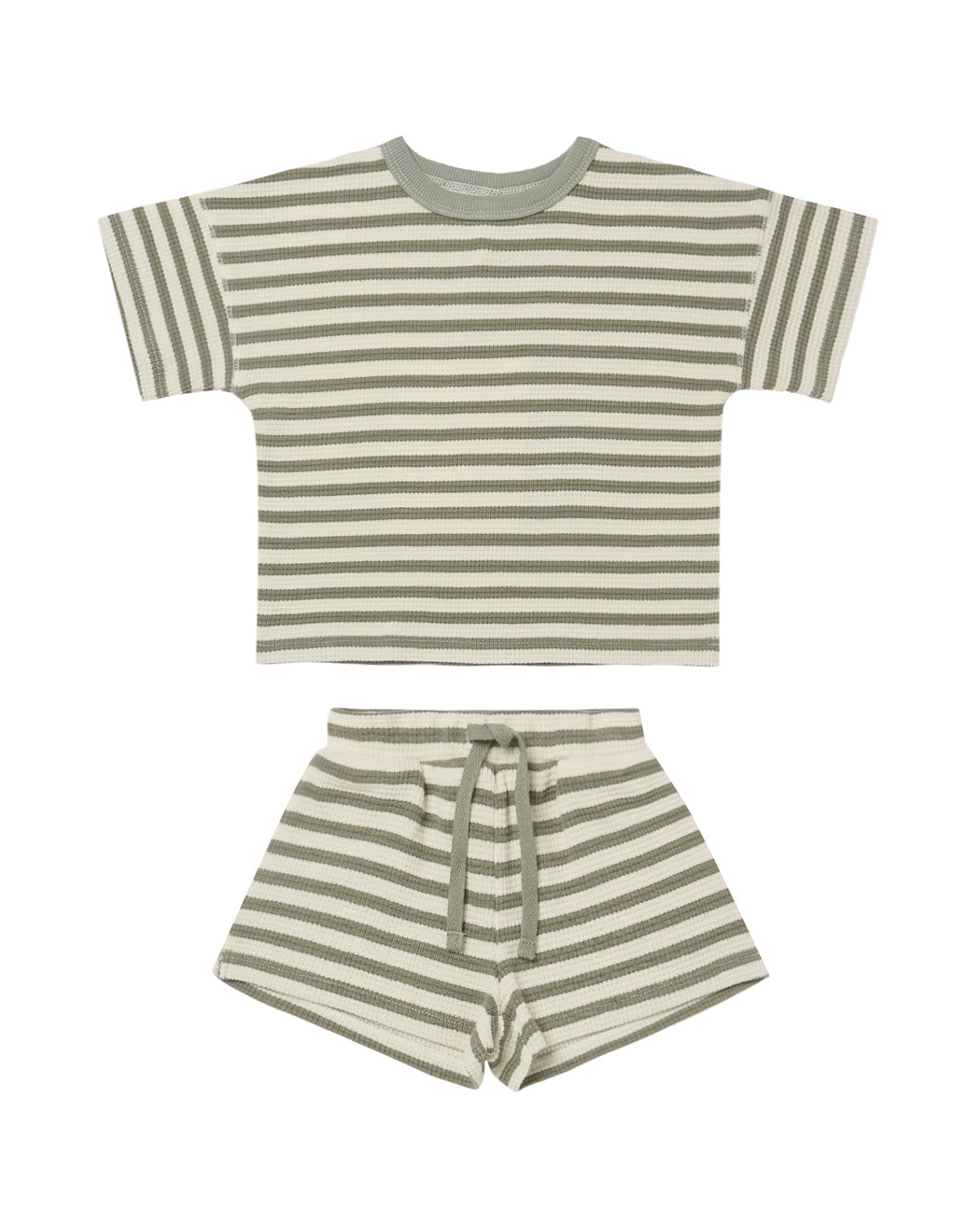 Waffle Tee + Shorts Set – Spruce Stripe