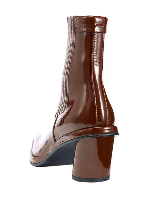 Reike Nen:Oblique Square Chelsea Boots – Brown Patent,ANOMIE