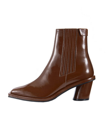 Reike Nen:Oblique Square Chelsea Boots – Brown Patent,ANOMIE