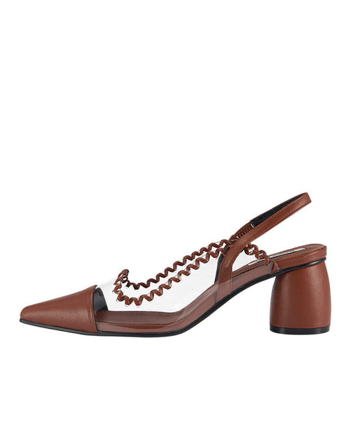Reike Nen:PVC Curved Middle Slingback – Clear + Brown,ANOMIE