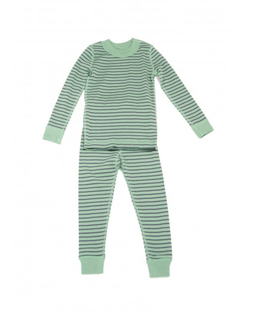 Long Sleeve Pajamas – Green Gray Stripe